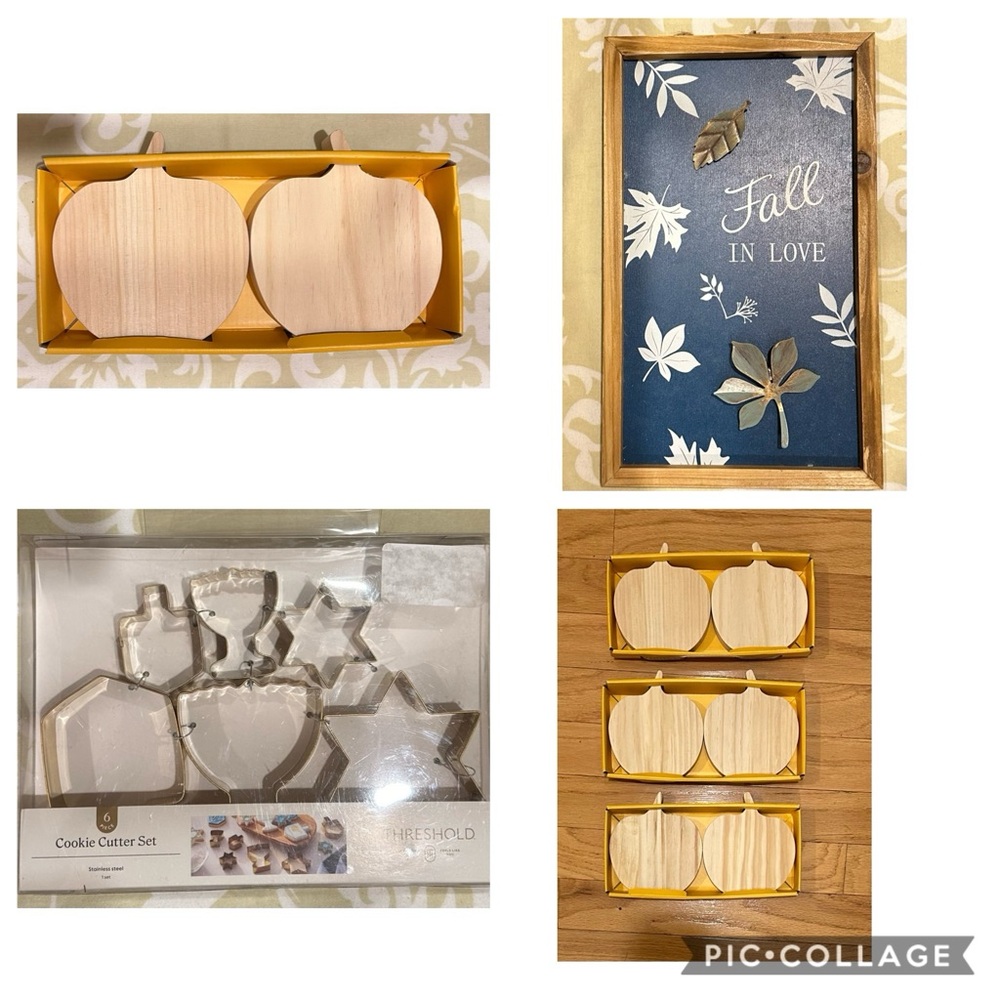 Holiday fun! Fall decor & wood pumpkins. Paint/craft & Hanukkah cookie cutters